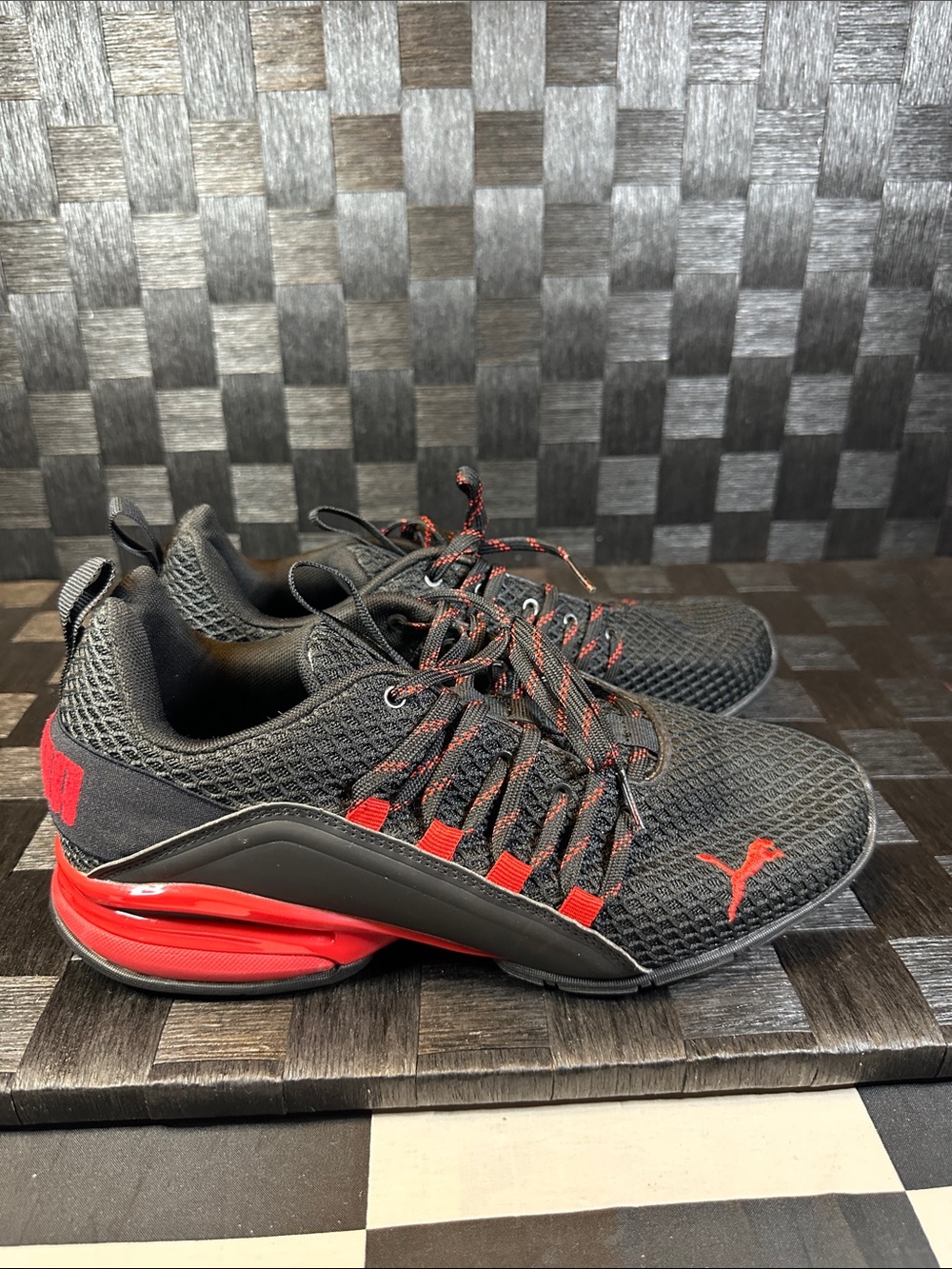 Puma Men’s Black and Red Athletic Mesh Trainer